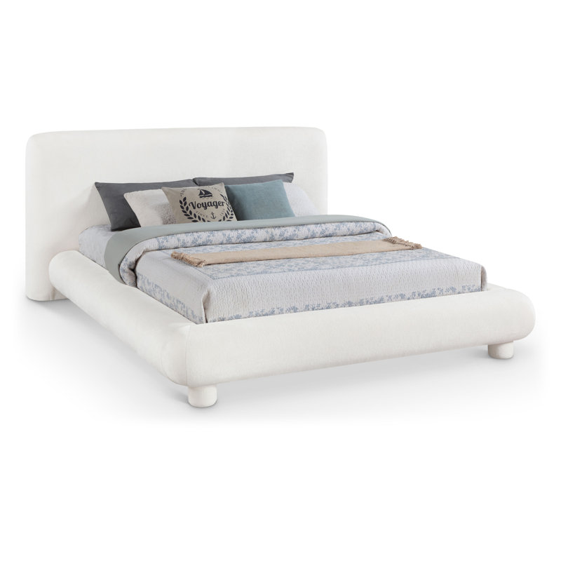 Lit en tissu de chenille Huckstep, Grand, Tissu chenille crème