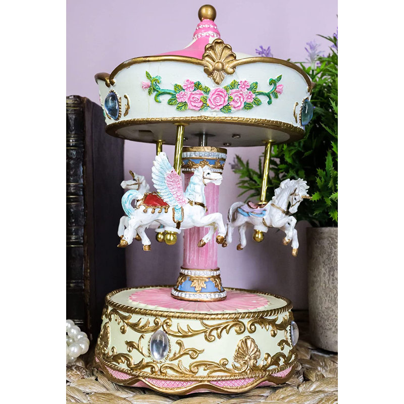 Carrousel Balser rose et blanc avec licornes et pégase