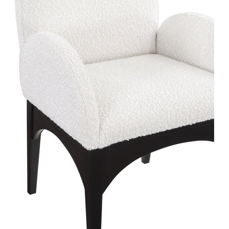 Waldorf Fabric Arm Chair Dining Chair, Cream Boucle Fabric, Black