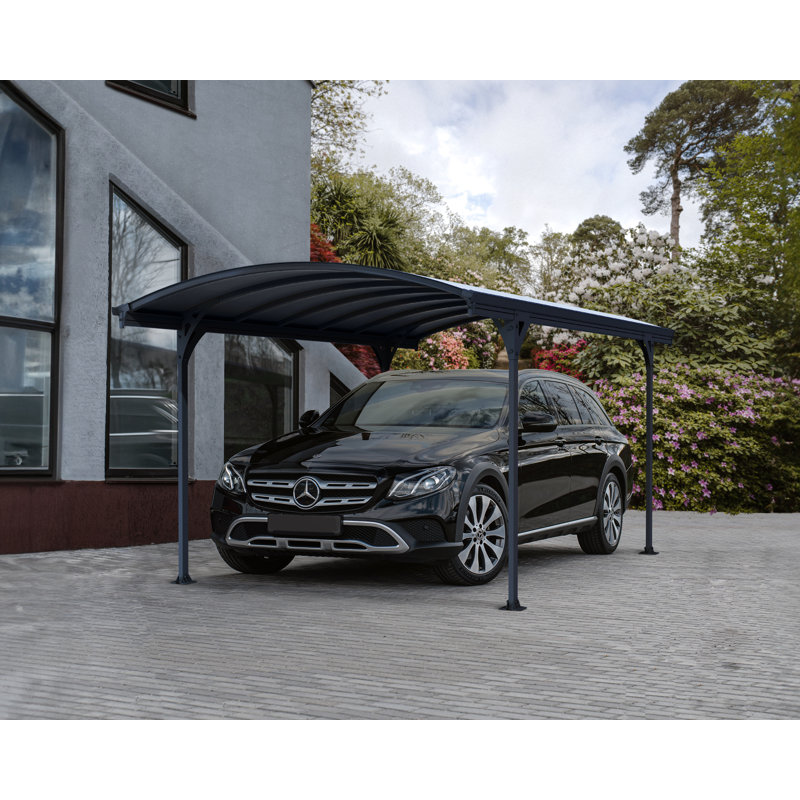 Palram - Canopia Vitoria 9.5' W x 16.5' D Aluminum Polycarbonate Carport Canopy Gray