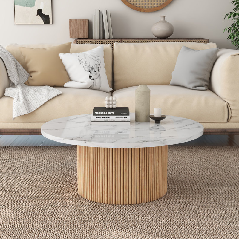 Table basse ronde en bois marbré 36 ", Bois