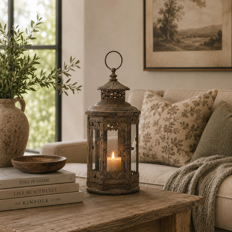Lanterne décorative en métal pour l'intérieur et l'extérieur