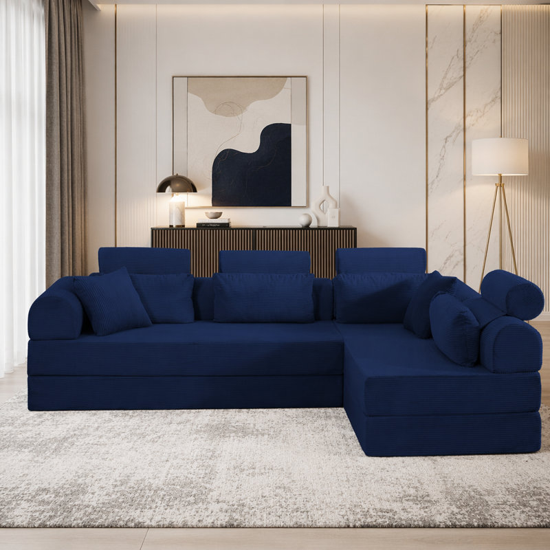 L shape Modular Sectional Sofa, Blue