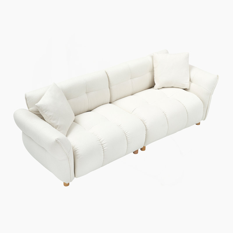 Canapé en tissu de 93,70 pouces de long, avec deux coussins assortis et trois sièges spacieux et confortables, pour le salon de bureau 