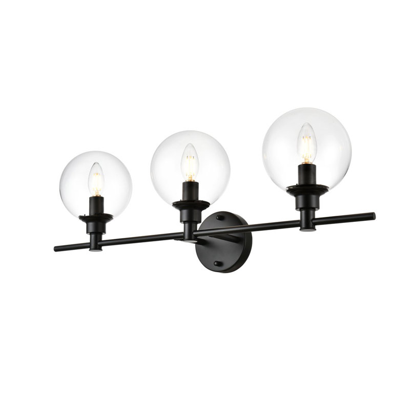 Éclairage pour meuble-lavabo Byeong, Noir, H 10 po x l 28 po x P 28 po, 3 lumières