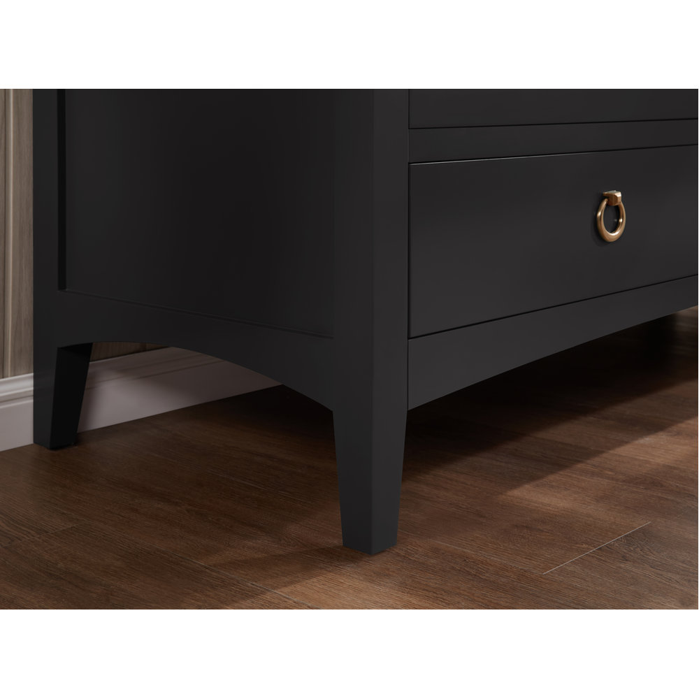 Newnam 60" Oak Double Bathroom Vanity, Tricorn Black, Rose Gold