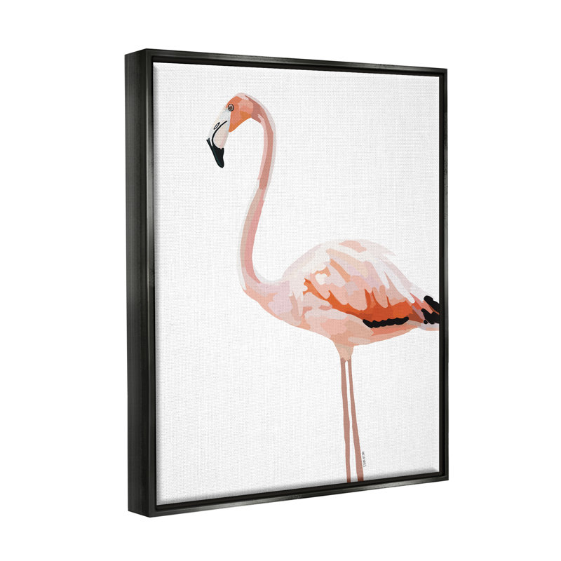 «Flamant rose tropical» par Amelia Noyes, impression sur cadre flottant, Cadre flottant noir de jais