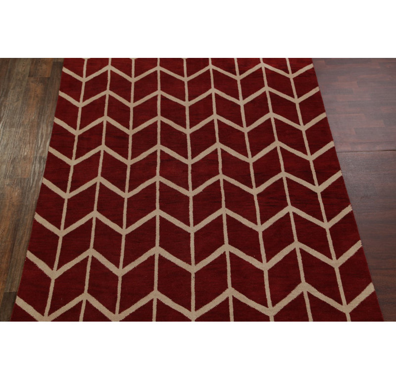 Tapis rouge en laine 9 pi 10 po x 8 pi 3 po oriental à la main one-of-kind-noué la Senac