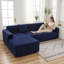 Housse de canapé en L épais en velours - Housse de canapé modulaire avec 2 housses de coussin décoratif-57081215
