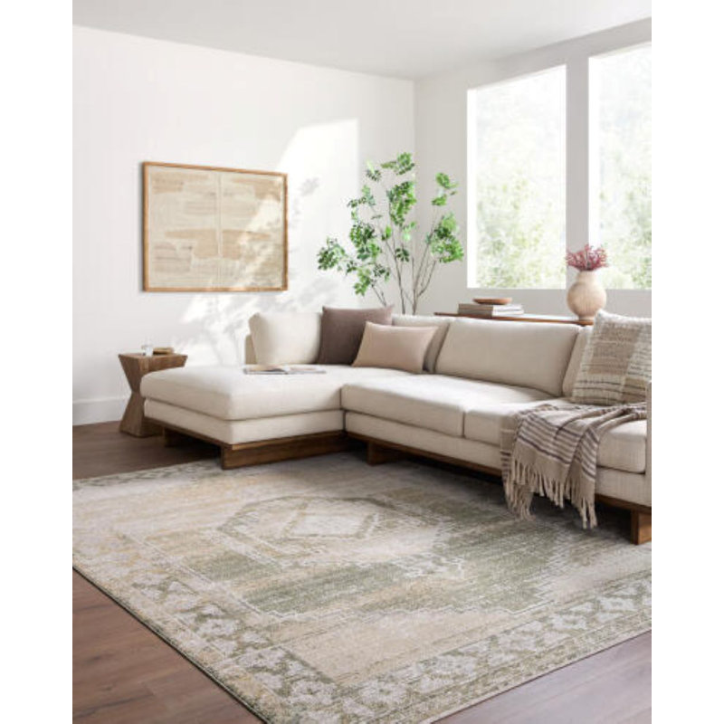 Tapis d'intérieur tissé à la machine Fifth Avenue, Rectangle 7 pi 10 po x 10 pi 2 po, Blanc / brun clair / gris / vert