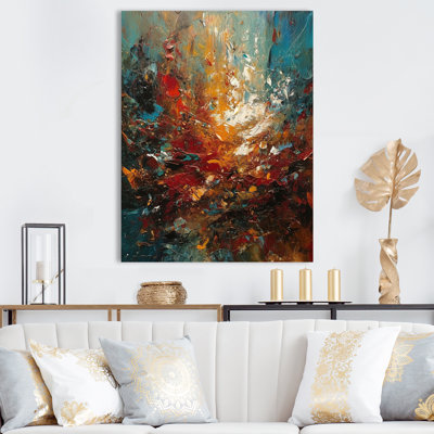 Automne, bonheur, après-midi, abstrait, orange rouge, reproduction sur toile