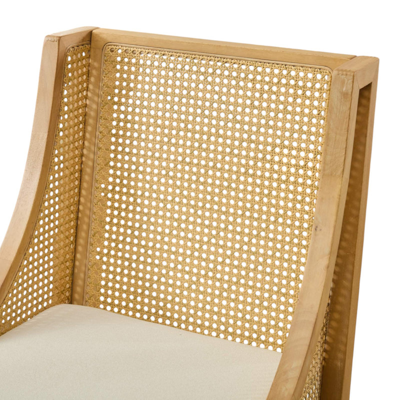 Chaises d'appoint rembourrées en bois massif de style rustique en rotin, Beige