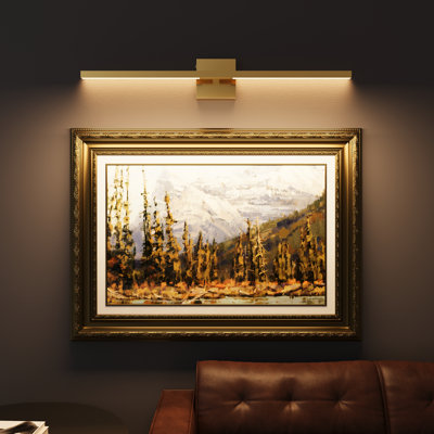31" Rechargeable Battery Aluminum Cordless Picture Light With Remote in Polished Gold
