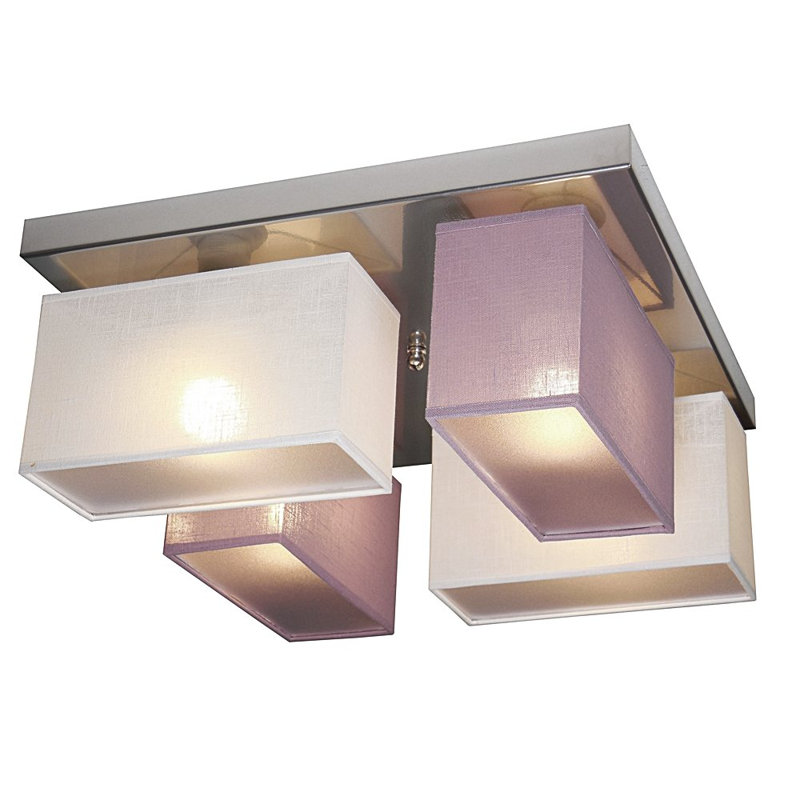 Partridge Fabric Semi Flush Mount, White/Purple
