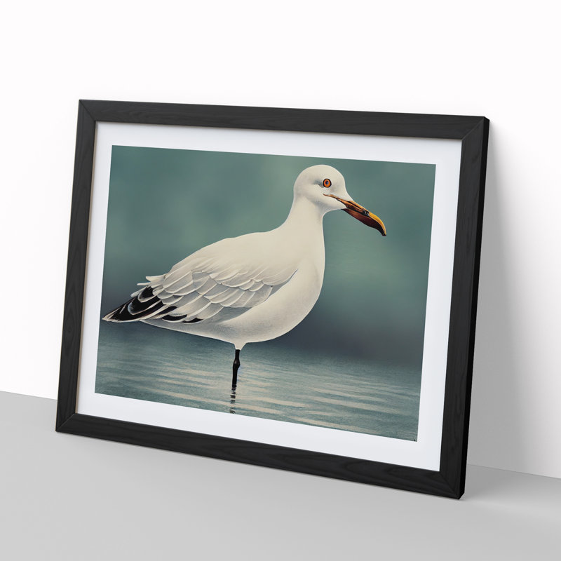 Seagull Portrait Vol.4 - Single Picture Frame Print, Black , 34cm H x 46cm W x 2cm D