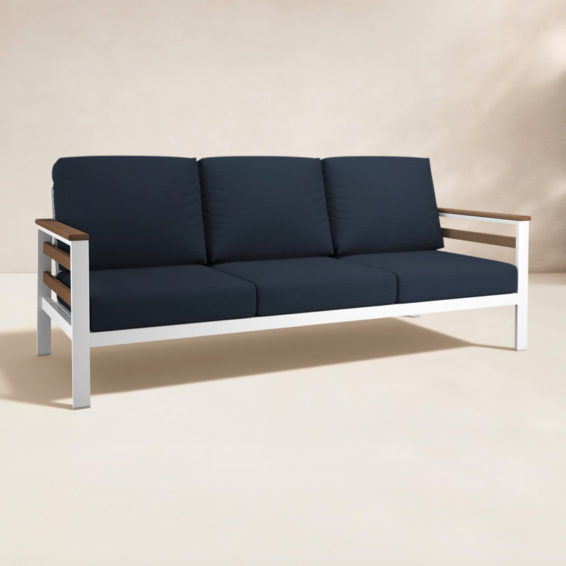 Townsend Metal Outdoor Sofa With Sunbrella Cushion, Canvas Navy