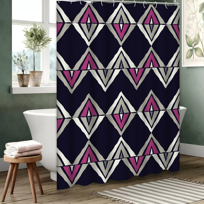 Block Print Shower Curtain, 72" L x 84" W