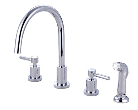 South Beach Double Handle Widespread Kitchen Faucet, Polished Chrome