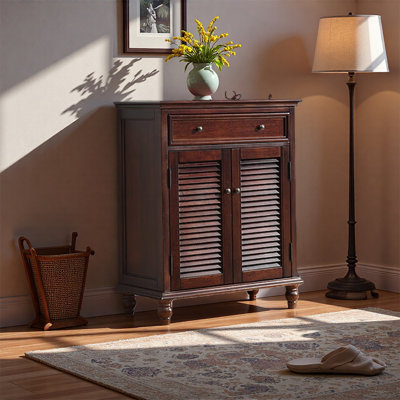 American style louvered door shoe cabinet