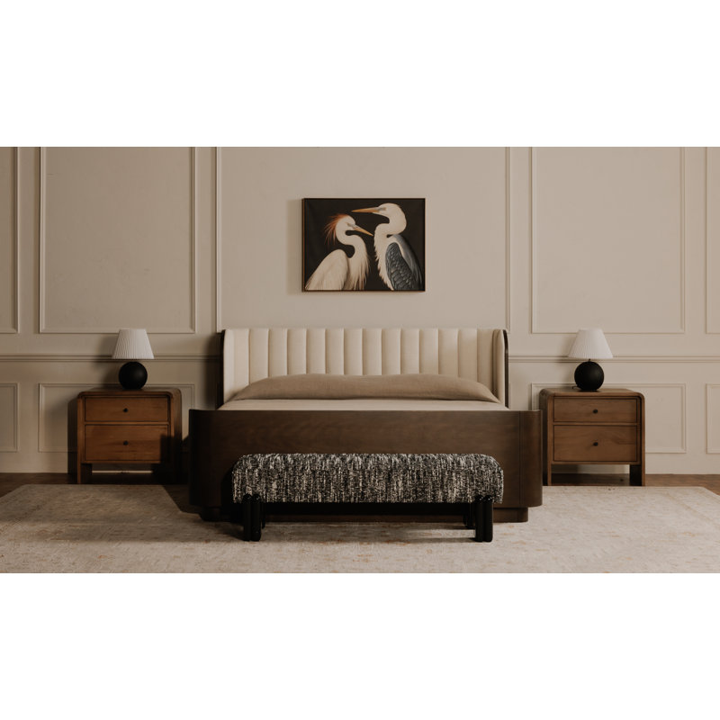 Priya Upholstered Bench, Black, Black