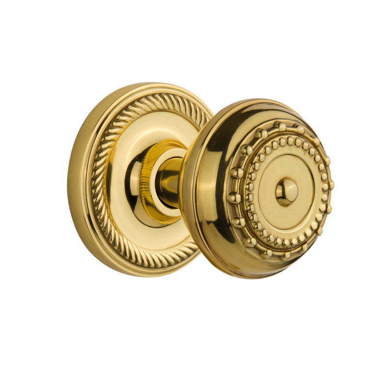 Rope Rosette with Meadows Door Knob, 2-3/4”, Unlacquered Brass