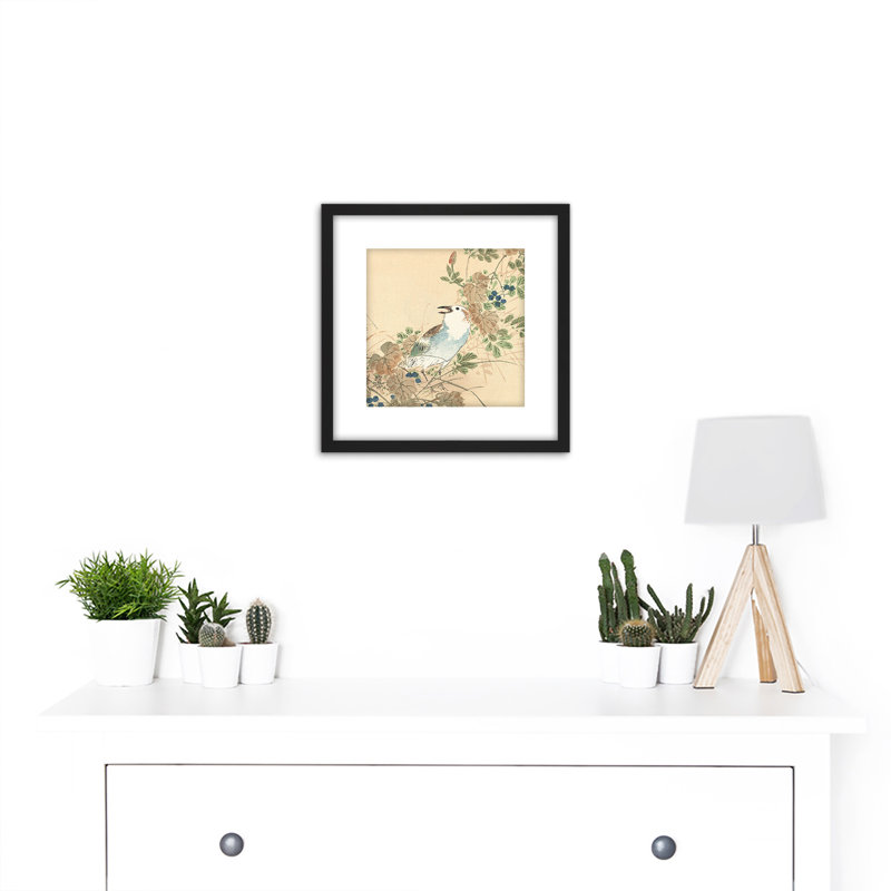 Songbird Between Autumn Grasses Drawing by Kōno Bairei - Single Picture Frame Print