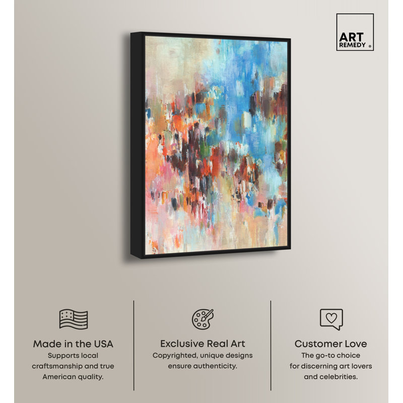 Art Remedy Blue Abstract Wall Art with Black Frame, 20" x 30"
