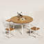 Ensemble de table de salle à manger pour 4 personnes, table de cuisine ronde et 4 tabourets pour la salle à manger, bureau à rallonge de 44,5 pouces, petit espace, bois naturel-237317267-237317264