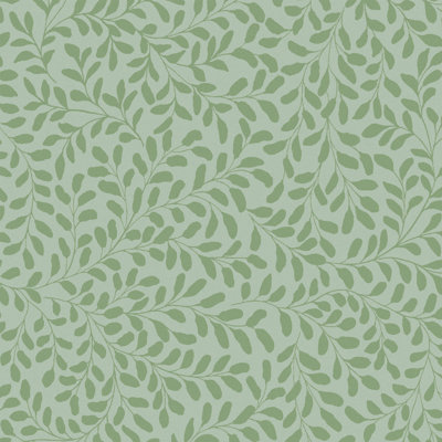 Graham & Brown Gilded Leaf Sage Wallpaper
