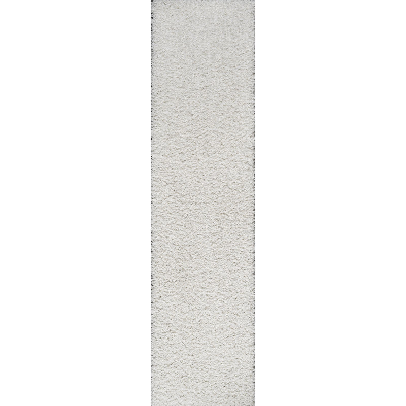 Felicdad Shag Plush White Rug, Runner 2'3" x 8'