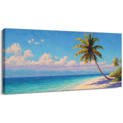 Art mural sur toile de palmier tropical Timuba, décoration murale bord de mer pour le salon au-dessus du canapé, œuvre d'art tendue tendue avec châssis, prête à être suspendue, 16 po x 32 po