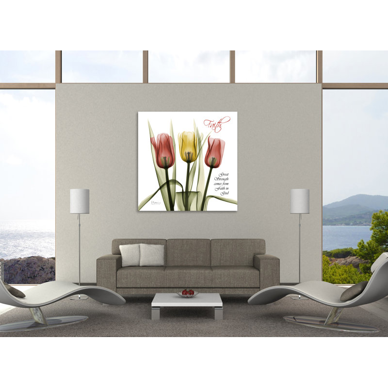 «Faith Tulips», toile tendue par Albert Koetsier, H 36 po x l 36 po x P 1,5 po