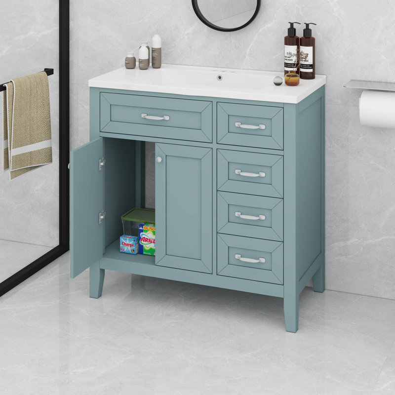 Meuble-lavabo 36 po avec lavabo et tiroirs 36 po, Vert