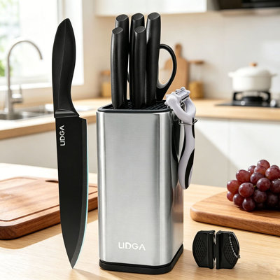 10- Pieces Kitchen Knife Sets With Stainless Steel Block, Dishwasher Safe Kitchen Knife Set 