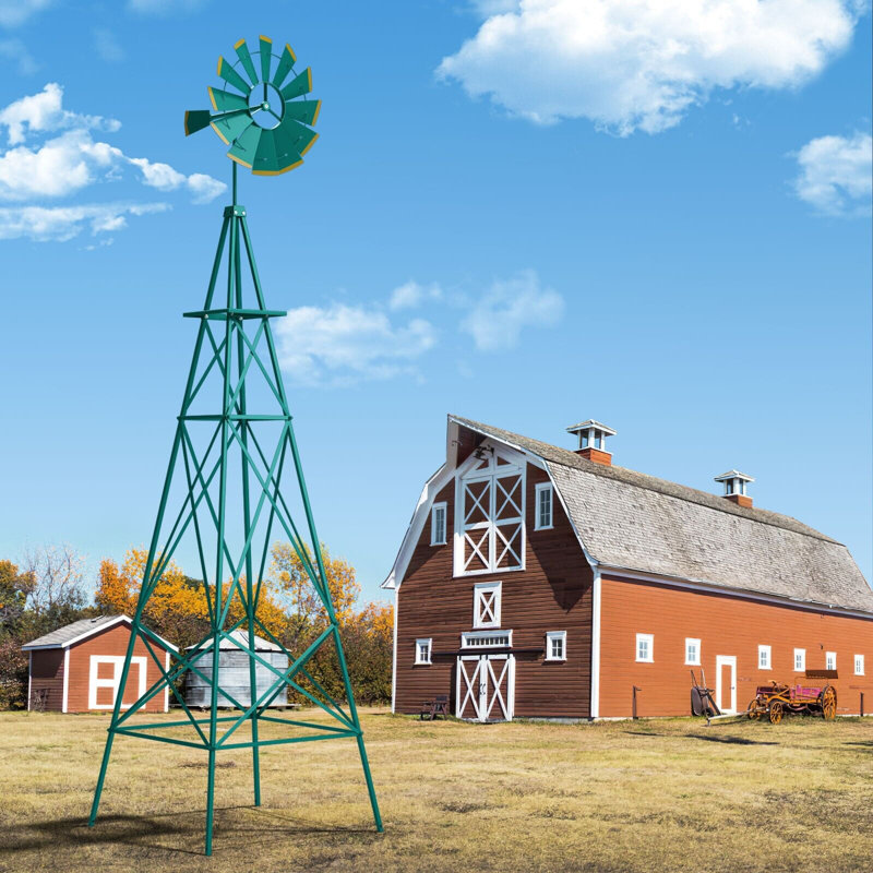 Carmeshia Metal Windmill, Green