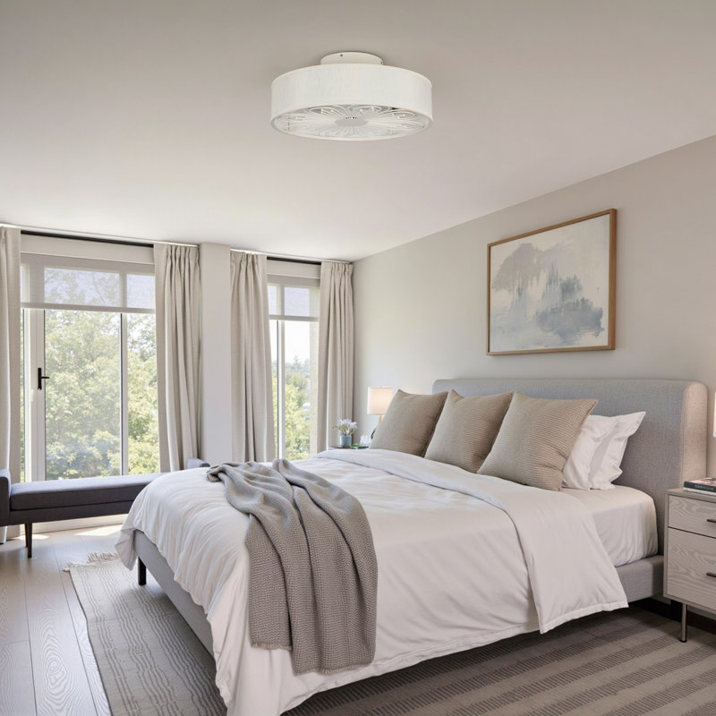 Ventilateur de plafond réversible 19,6 po Arachne avec ensemble d'éclairage et minuterie à télécommande 6 vitesses pour chambre à coucher Arachne (ensemble de 2)