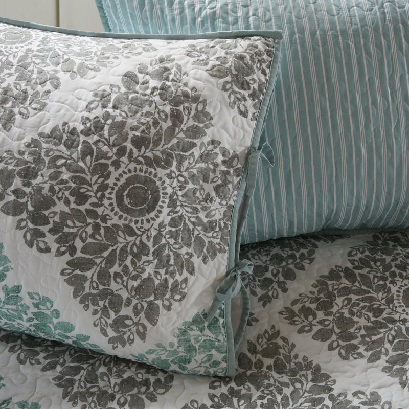 Claire Aqua Printed Reversible 6-Piece Daybed Cover Set, Aqua