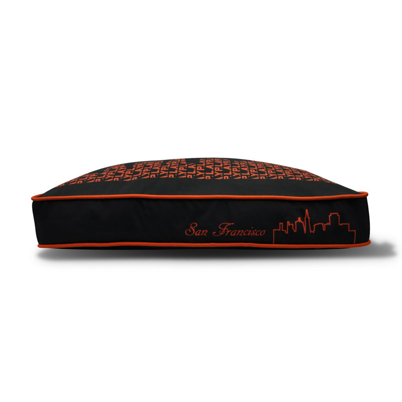 City Skyline Rectangular Dog Bed, Medium (36" W x 27" D x 5" H), Ivory Black/ Giants Orange