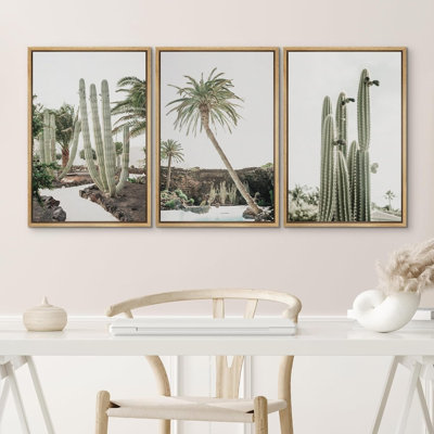 «Cactus Desert Green Palm Tree Southwest Nature Landscape», reproduction d'art sur toile encadrée