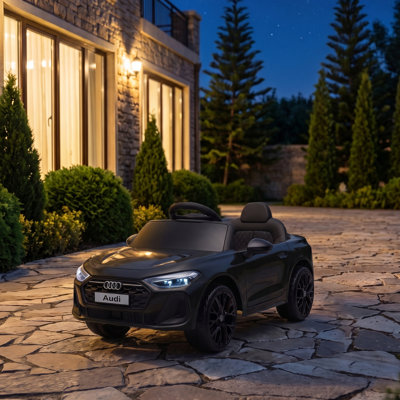 12V Ride on Car with Remote Control, Audi A5L Licensed Electric Car for Kids, Dual Motors, 4-Wheel Suspension, 2 Lockable Doors, Soft Start, LED Lights, Music, USB for 3-6 Years