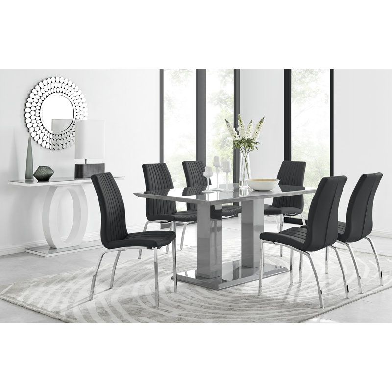 Ensemble de table de salle à manger Eubanks, Noir, gris