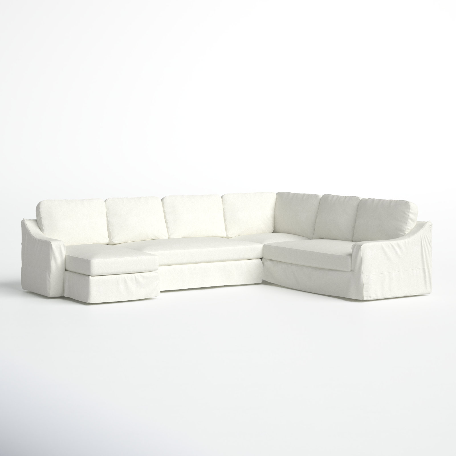 Cranbrook Upholstered U-Sectional, Bayou Off White Canvas, Left Hand Facing