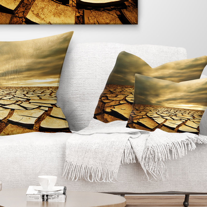 Coussin de la sécheresse à l’impression cassée avec nuages foncés paysager africain