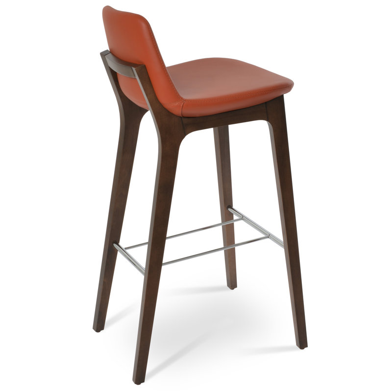 Pera HB Wood Bar & Counter Stool in American Walnut, Counter Stool (24" Seat Height), Cream PPM Leatherette