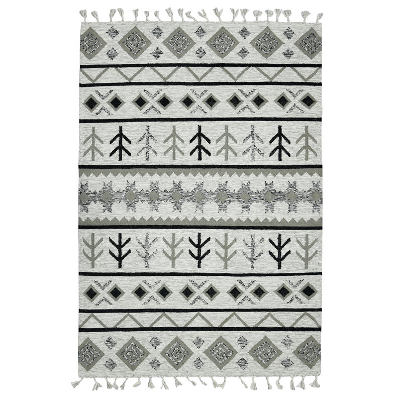 Ivory and Gray Flatweave Wool 2' x 3' Area Rug