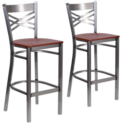 Ensemble de 2 tabourets de bar en métal avec revêtement en X