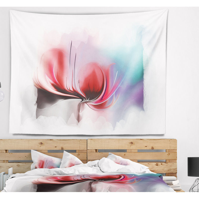 Tapisserie florale rouge, H 68 po x l 80 po