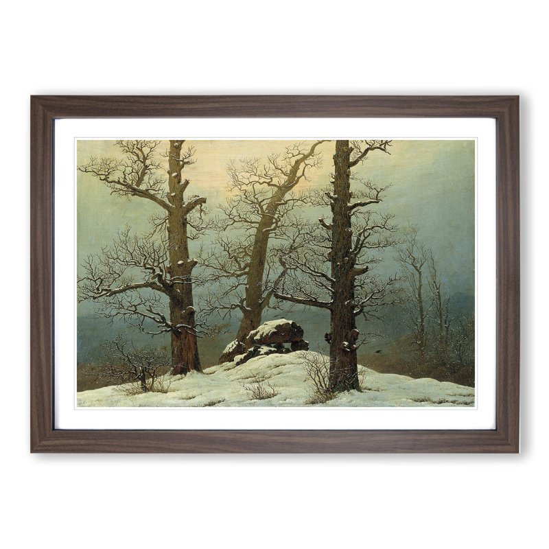 Cairn in Snow by Caspar David Friedrich - Picture Frame Photograph, Walnut Framed, 27cm H x 36cm W x 2cm D