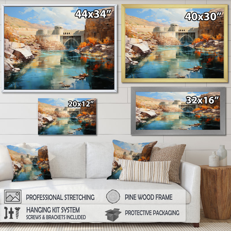 " Glen Canyon Dam ", White Single Picture Framed, 16" H x 32" W x 1" D