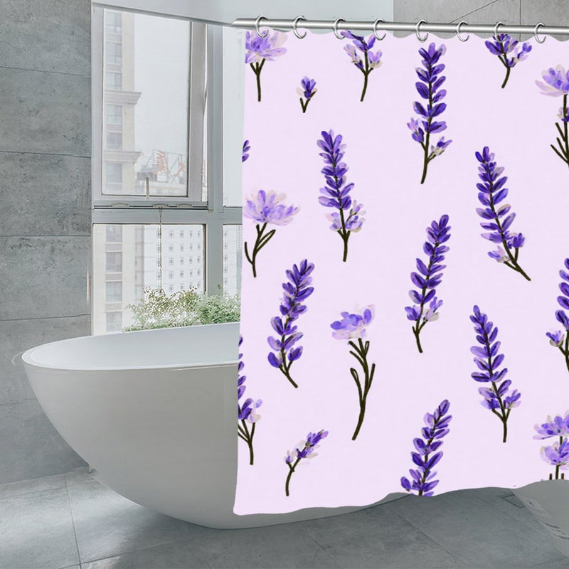 Rideaux de douche à motif floral lavande 71 × 71, Floral mauve